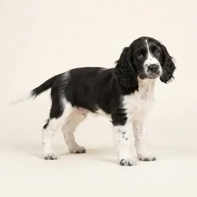 Cocker Spaniel anglais Welpe in Noir et blanc