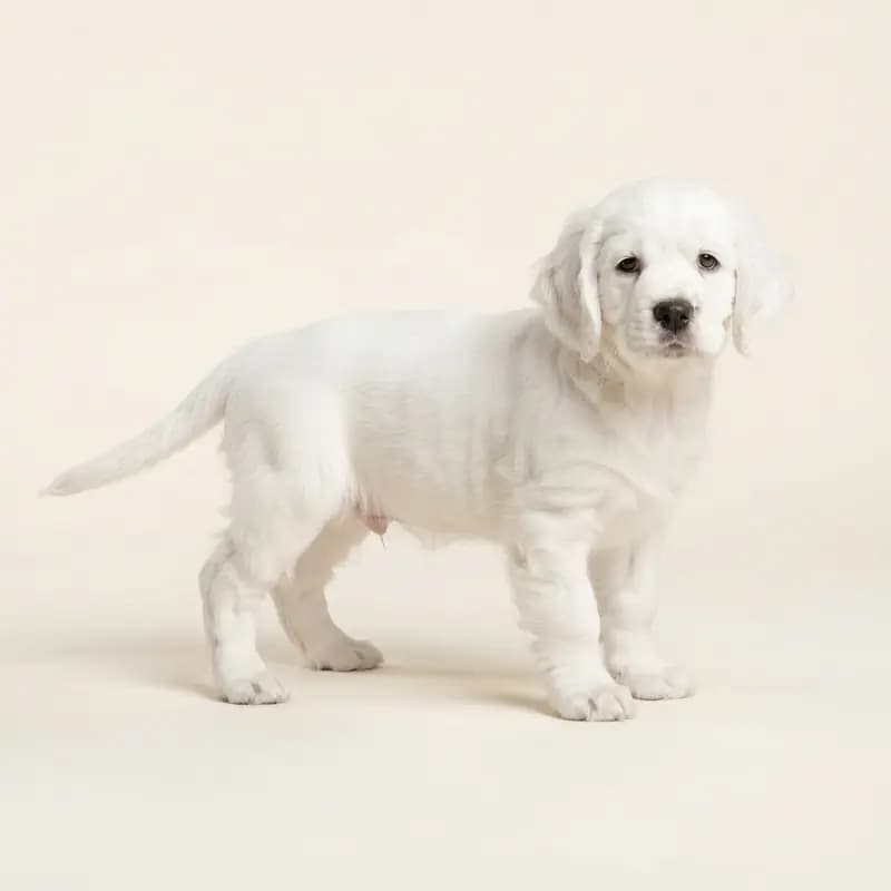 克伦伯猎犬 Welpe in 白色