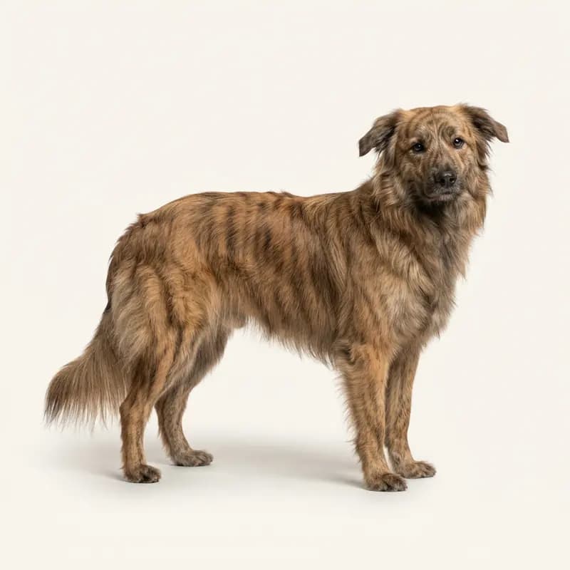 虎斑色的成年比利牛斯牧羊犬（长毛）