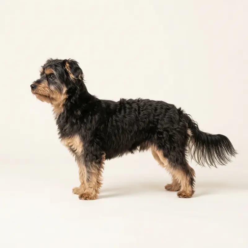 Yorkiepoo (Jorkšírský teriér x Pudl) s typem srsti Středně dlouhá srst