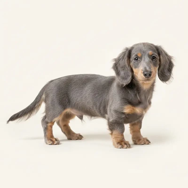 腊肠犬（长毛） Welpe in 蓝褐双色