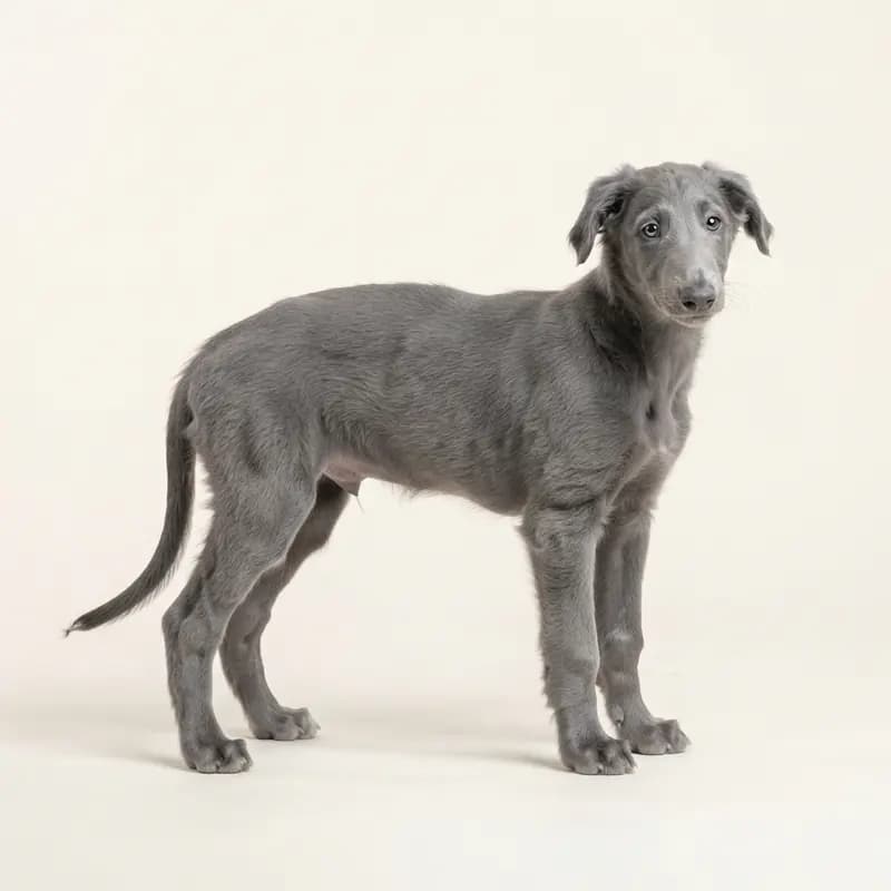 俄罗斯猎狼犬 Welpe in 蓝色