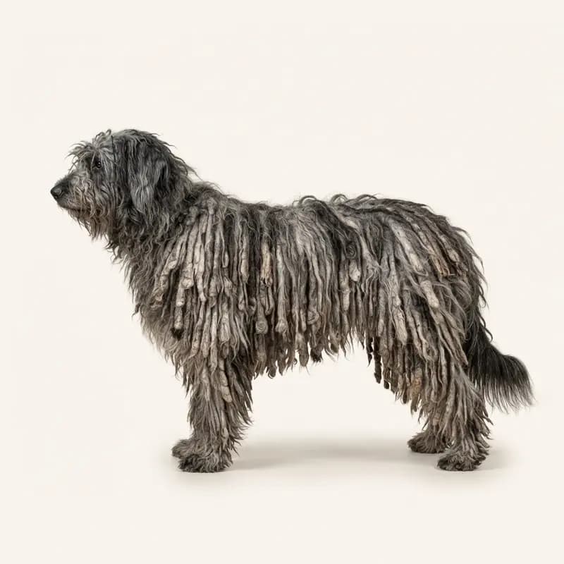 绳状毛毛型的贝加马斯卡牧羊犬