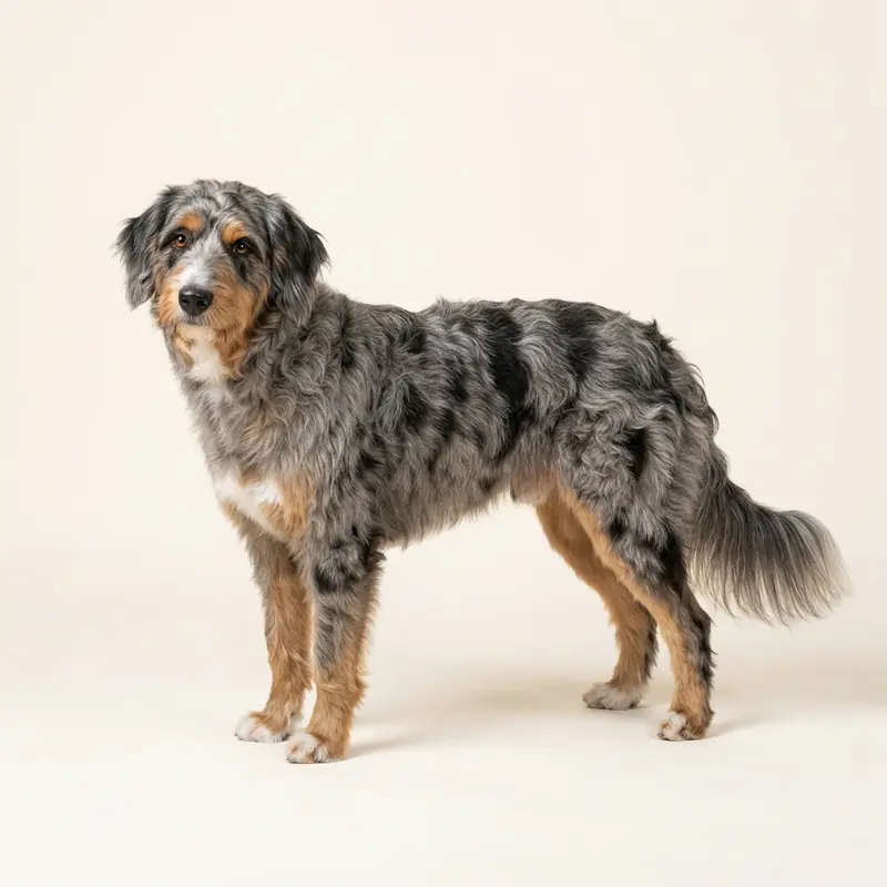 蓝色大理石（Blue Merle）的成年Bordoodle