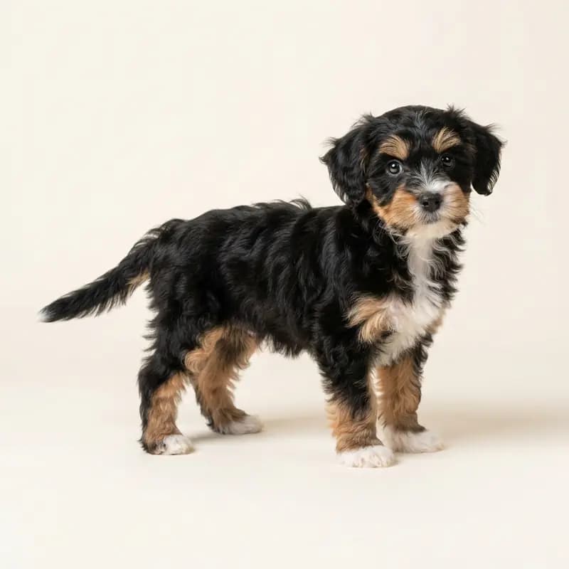 Yorkiepoo (Jorkšírský teriér x Pudl) Welpe in Trikolorní