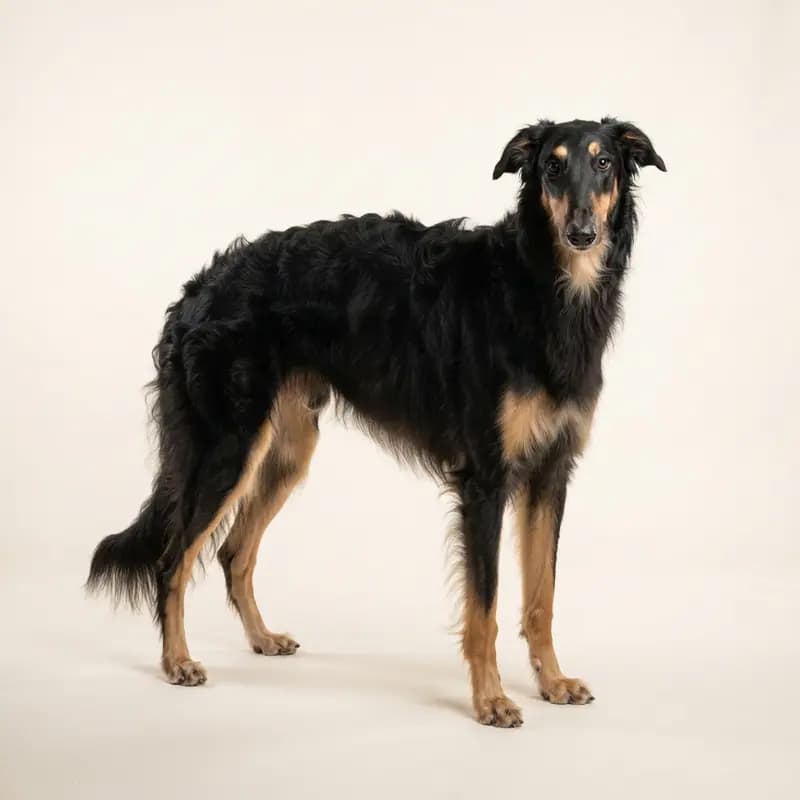 黑褐双色的成年俄罗斯猎狼犬