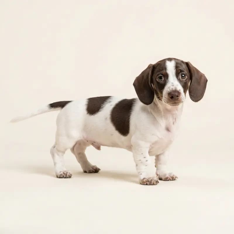 腊肠犬 Welpe in 花斑色
