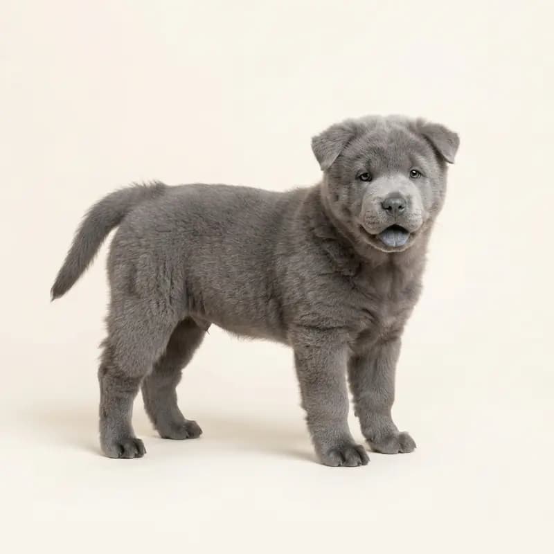 松狮犬 Welpe in 蓝色