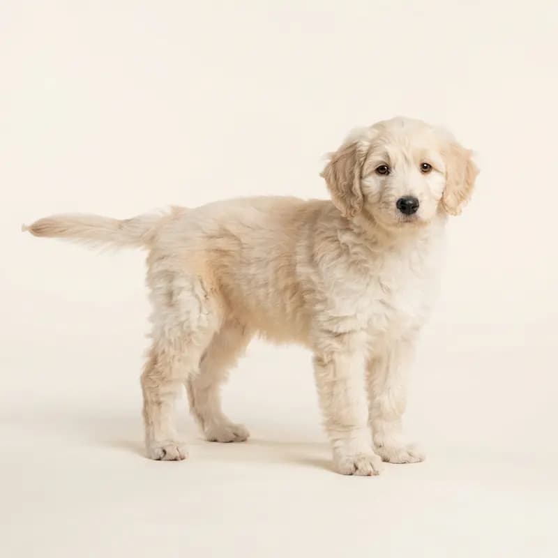 Tollerdoodle (Nova scotia Duck Tolling Retriever x Puddel) Welpe in Creme