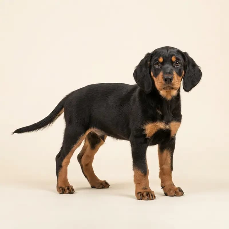 波兰猎犬 Welpe in 黑褐双色