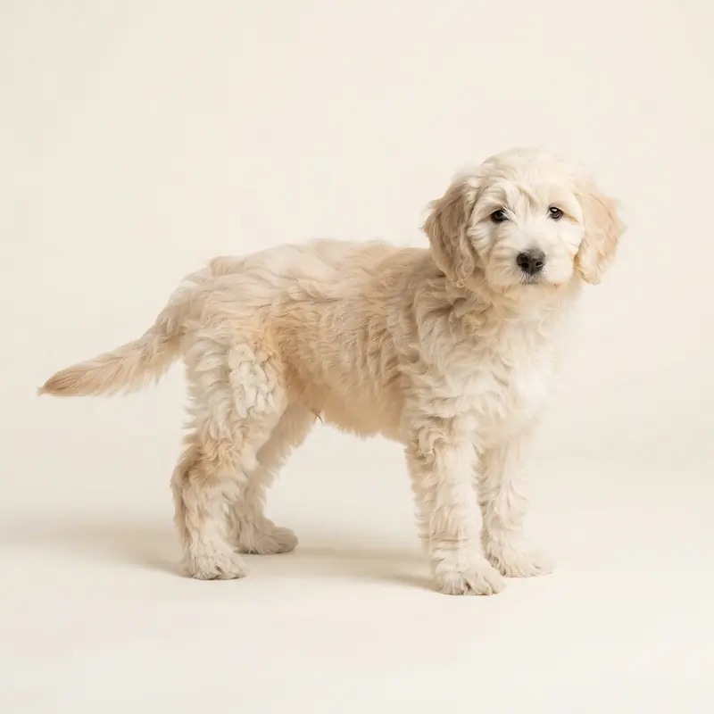 Whoodle puppy in 奶油色