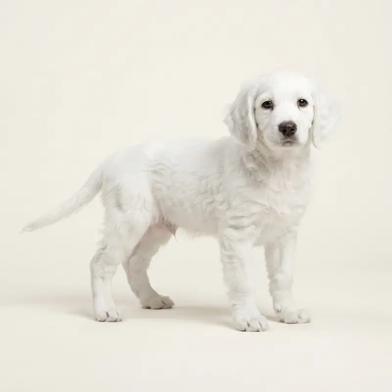 皮卡第猎犬 Welpe in 白色
