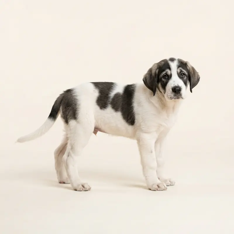 Spansk mastiff-hvalp i farven Broget