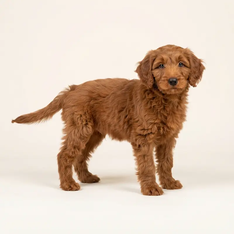 Bordoodle puppy in 红色