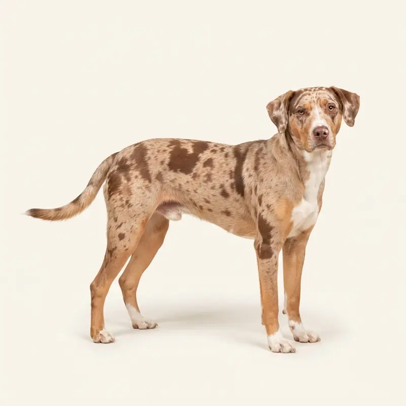 红色大理石（Red Merle）的成年卡塔豪拉豹犬