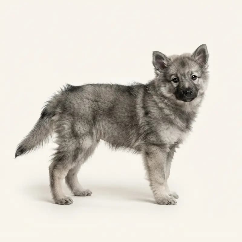 Small Spitz puppy in Wolf grey