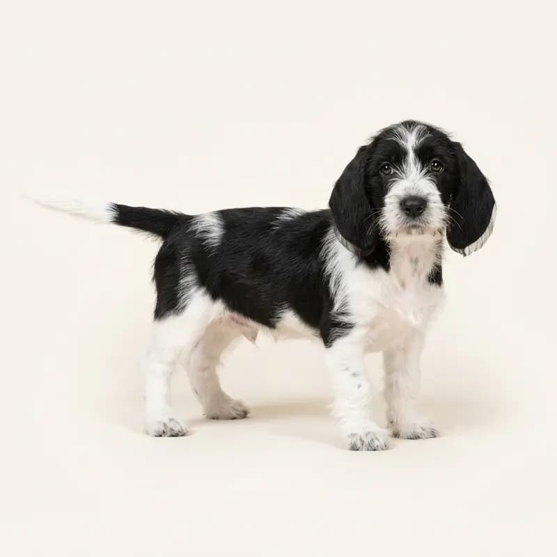 Pequeño Basset Grifón Vendeano Welpe in Negro y blanco