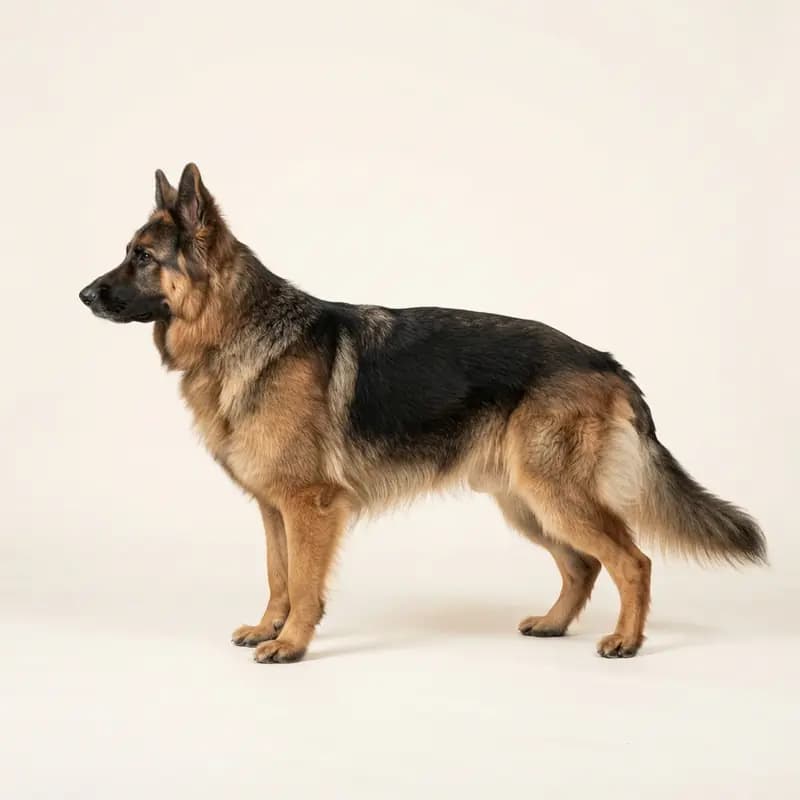 Orta uzunlukta tüy tüy tipine sahip Eski Alman Çoban Köpeği