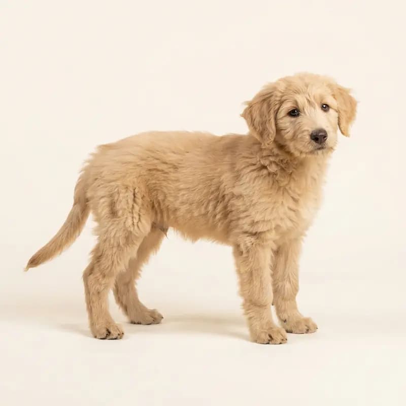 贝加马斯卡牧羊犬 Welpe in 浅黄褐色