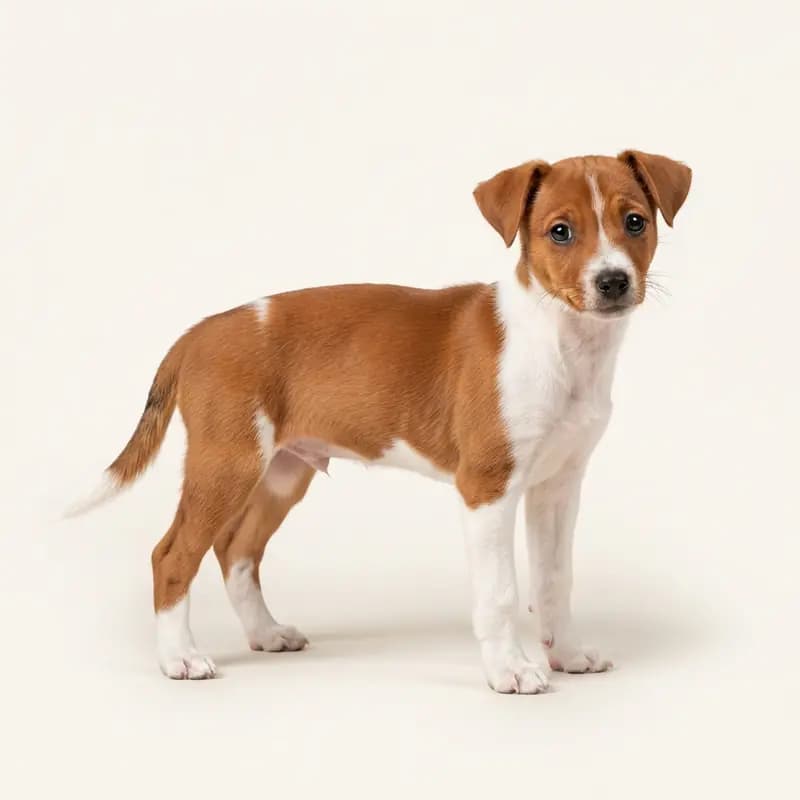 Rat Terrier Welpe in Bianco e rosso