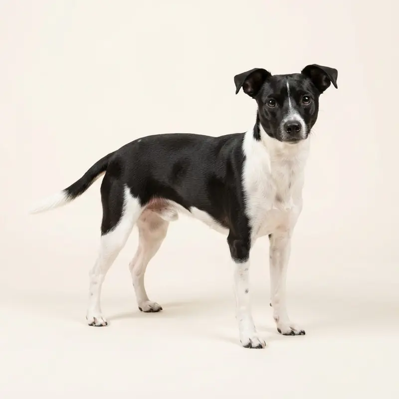 Rat Terrier adulto in Bianco e nero