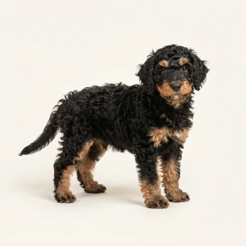 Spaanse waterhond Welpe in Zwart met tan