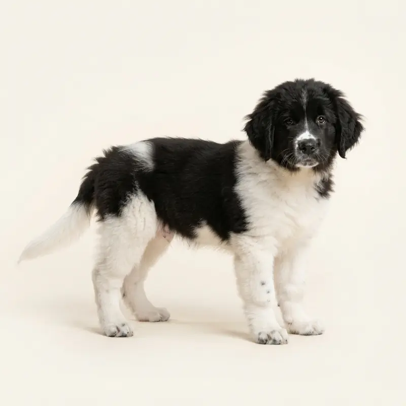 Landseer-hvalp i farven Sort-hvid