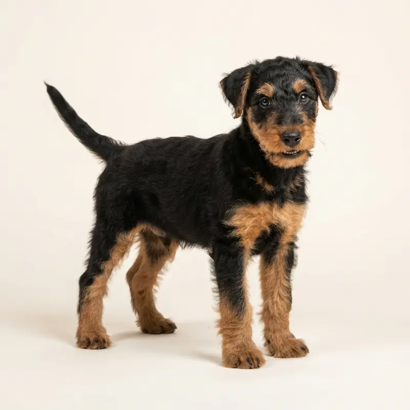 Airedale Terrier-hvalp i farven Sort med tan
