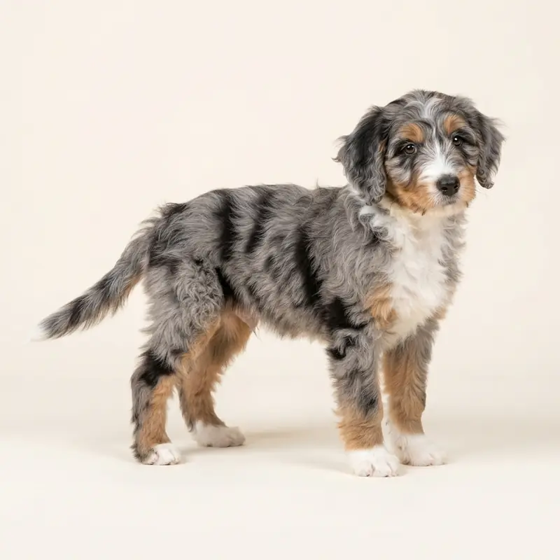 Bordoodle puppy in 蓝色大理石（Blue Merle）