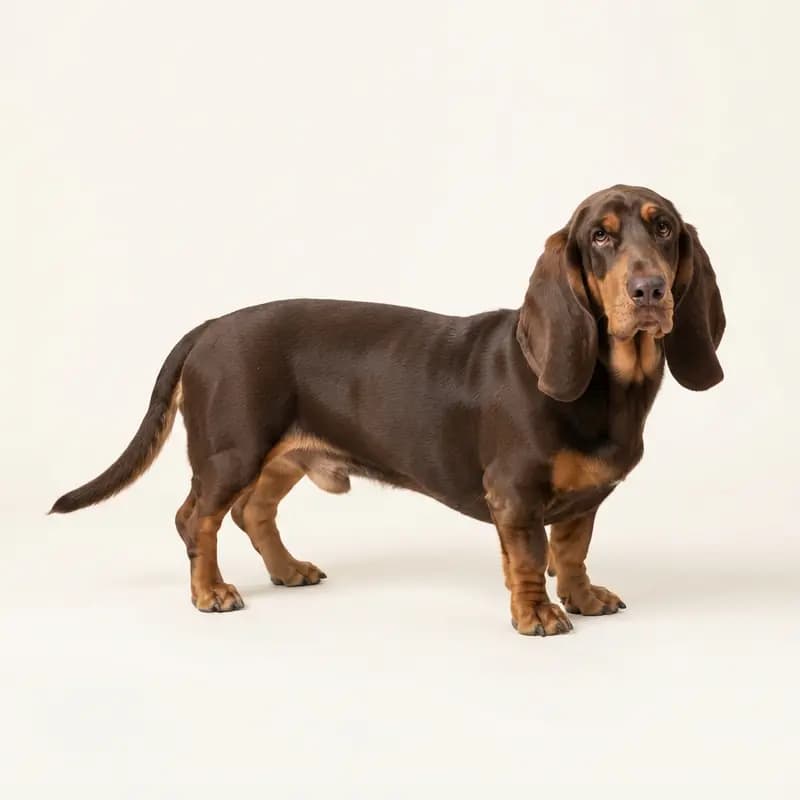 İki renkli renginde yetişkin Basset Hound