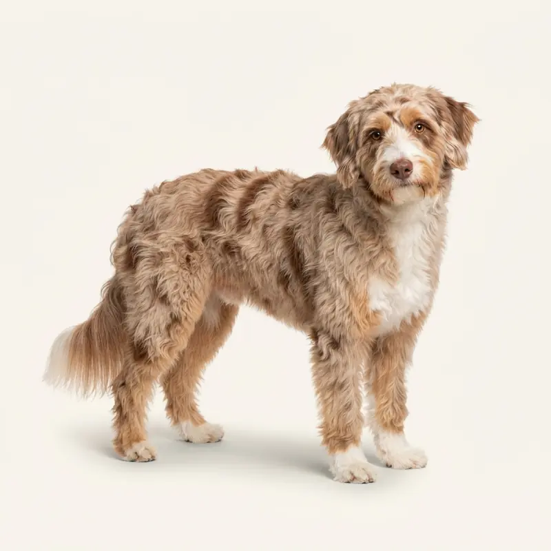 红色大理石（Red Merle）的成年Bordoodle