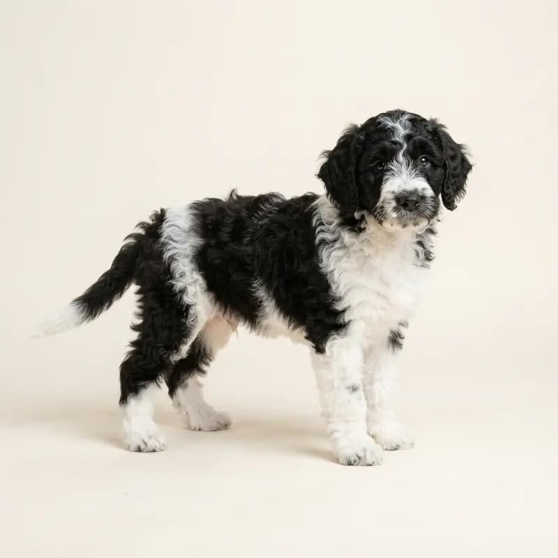 Cão de Água Português Welpe in Preto e branco