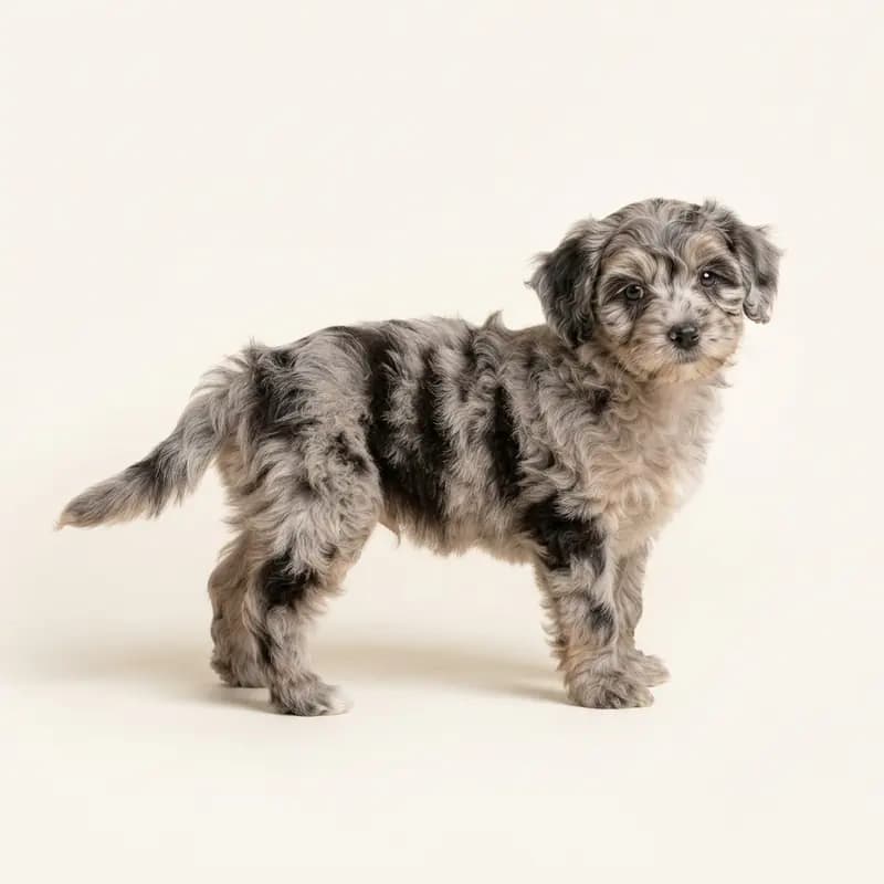 马耳他贵宾犬（马耳他犬 x 贵宾犬） Welpe in 大理石色（Merle）