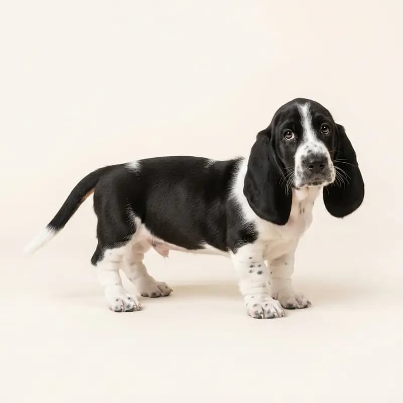 Basset Hound Welpe in Siyah-beyaz
