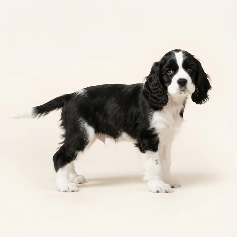美国可卡犬 Welpe in 黑白色
