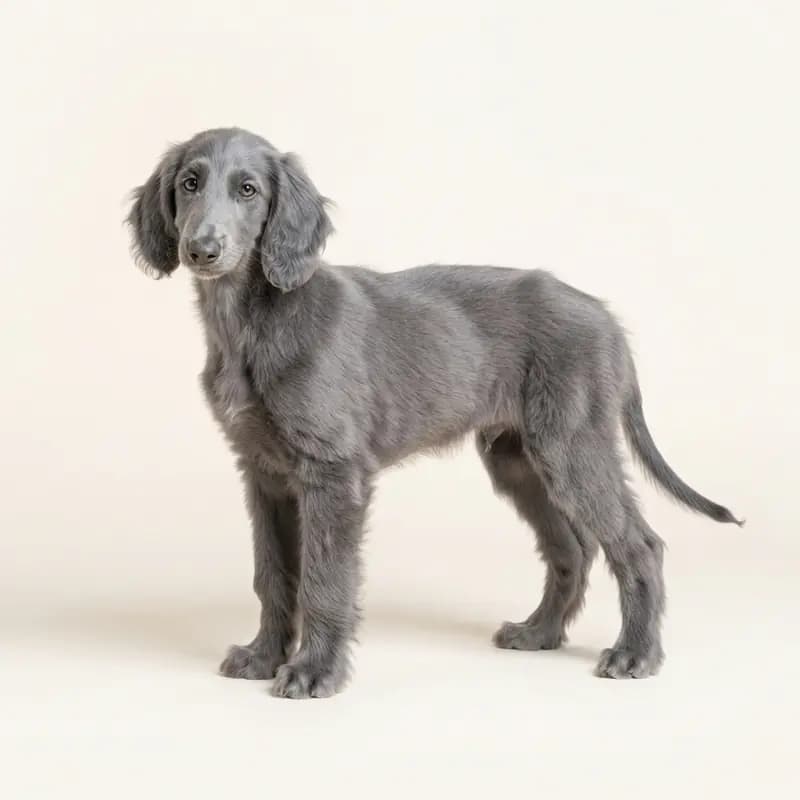 Afghanischer Windhund Welpe in Blau