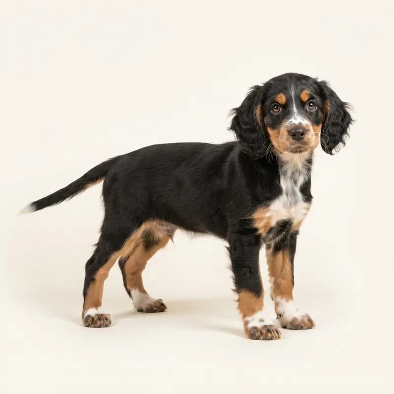 皮卡第猎犬 Welpe in 三色