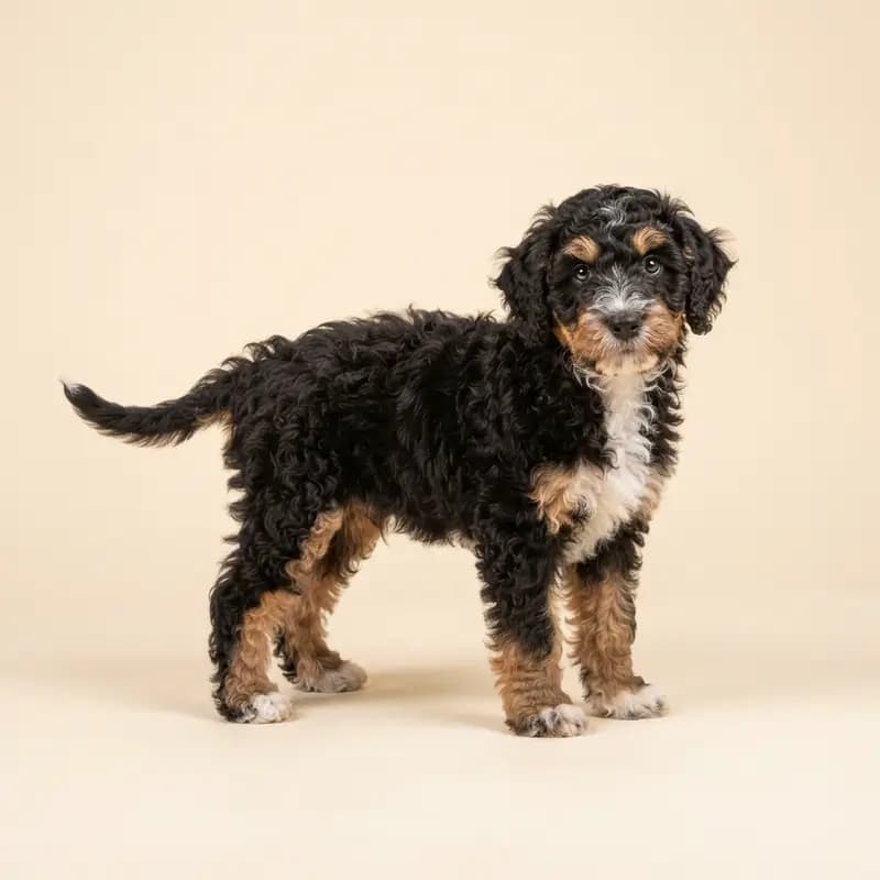 Spaanse waterhond Welpe in Driekleurig