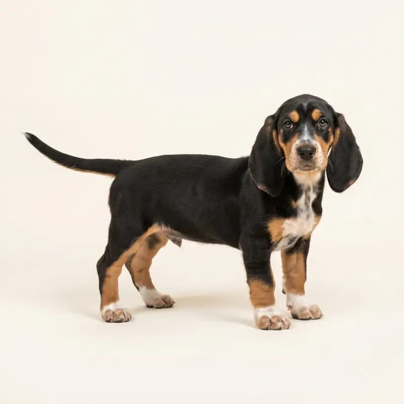 Basset bleu de Gascogne Welpe in Trefarvet
