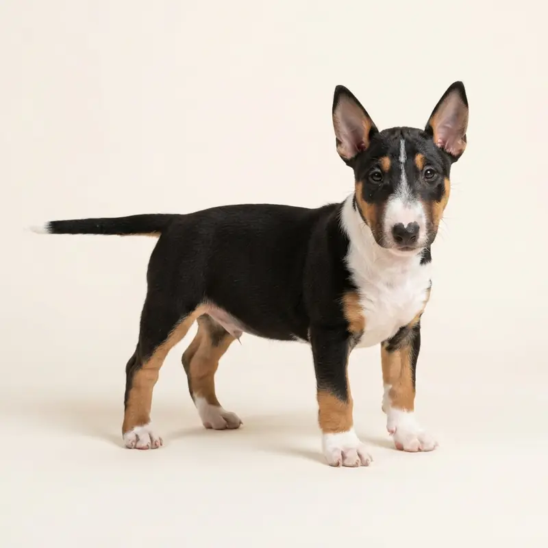 Bull Terriër-pup in Driekleurig