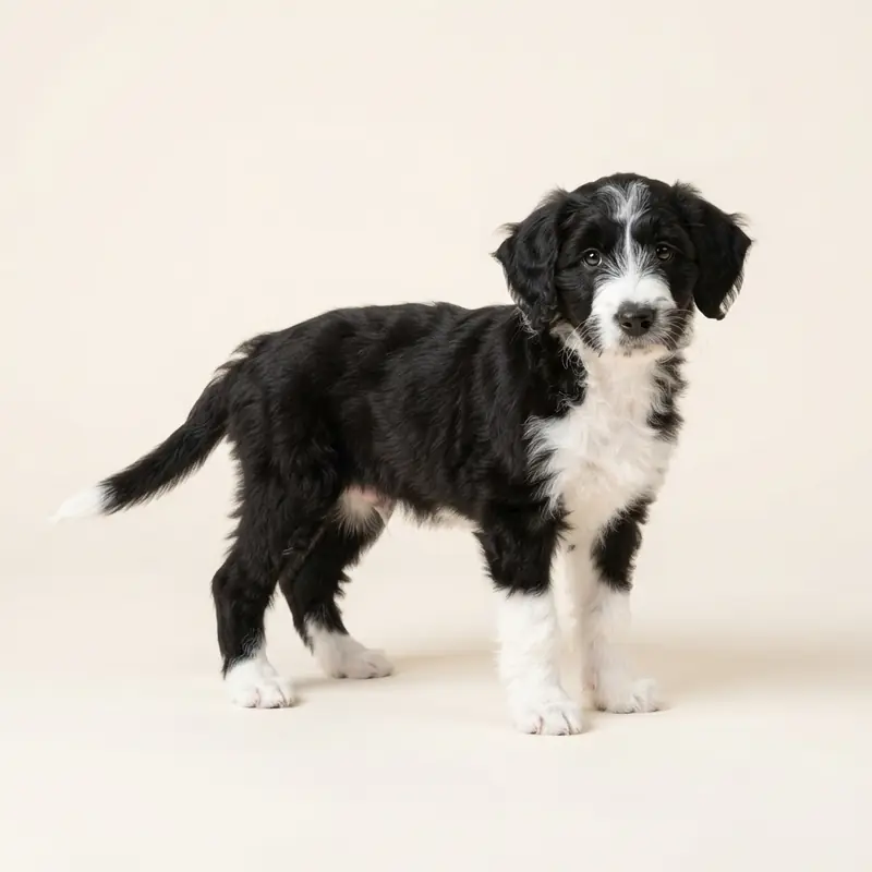 Bordoodle puppy in 黑白色