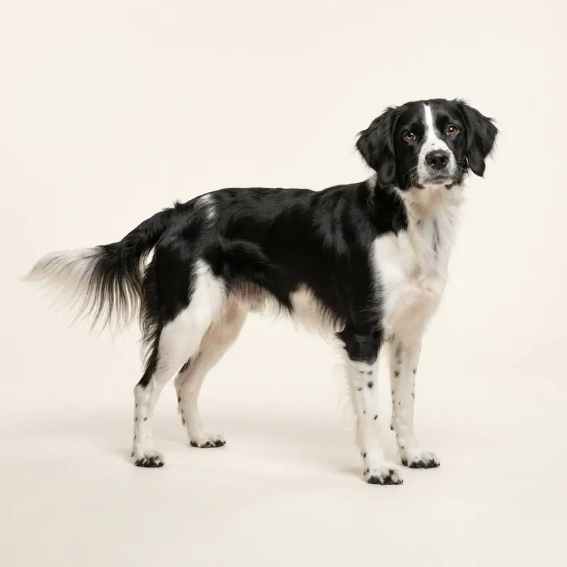 黑白色的成年布列塔尼猎犬