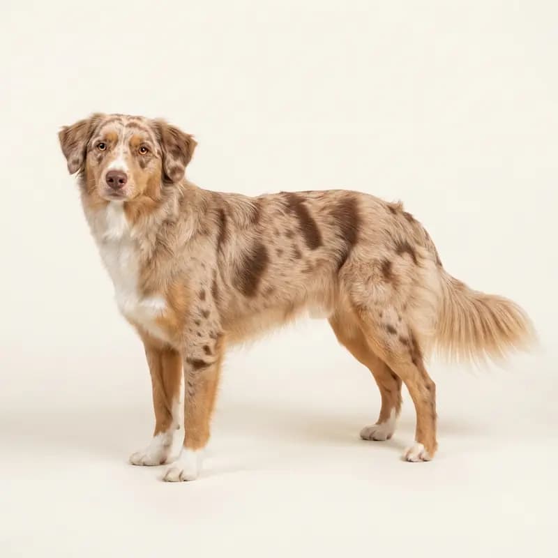 红色大理石（Red Merle）的成年澳洲牧羊拉布拉多犬（澳大利亚牧羊犬 x 拉布拉多犬）
