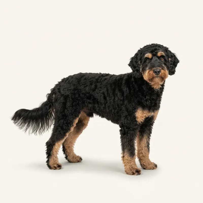 Aussiedoodle adulto en Negro y fuego