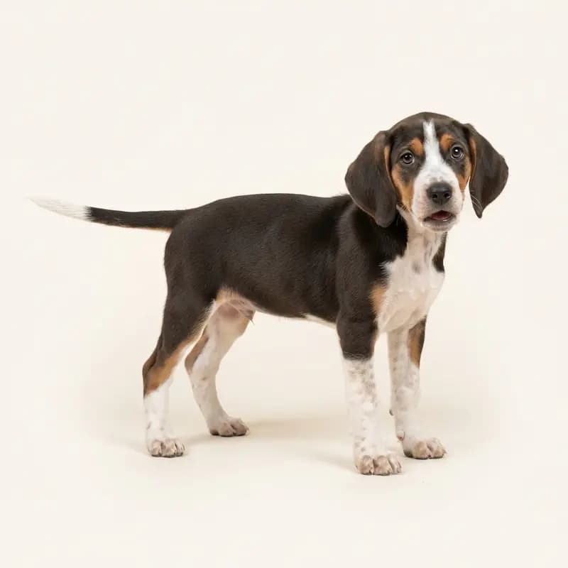 树丛步行猎浣熊犬 Welpe in 双色