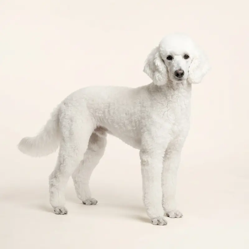 白色的成年中型贵宾犬