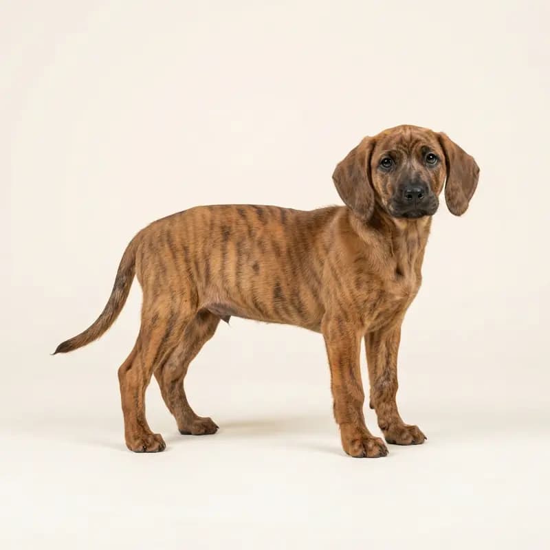 汉诺威嗅觉猎犬 Welpe in 虎斑色