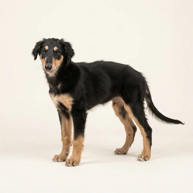 俄罗斯猎狼犬 Welpe in 黑褐双色