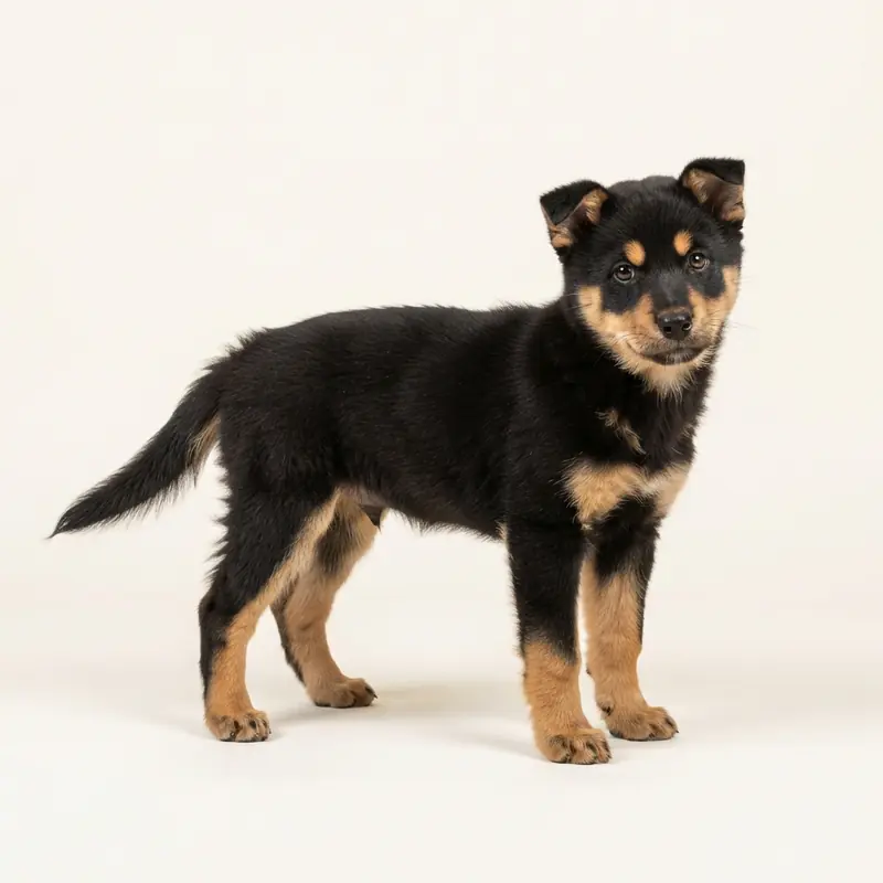 Jindo Welpe in Schwarz mit Loh