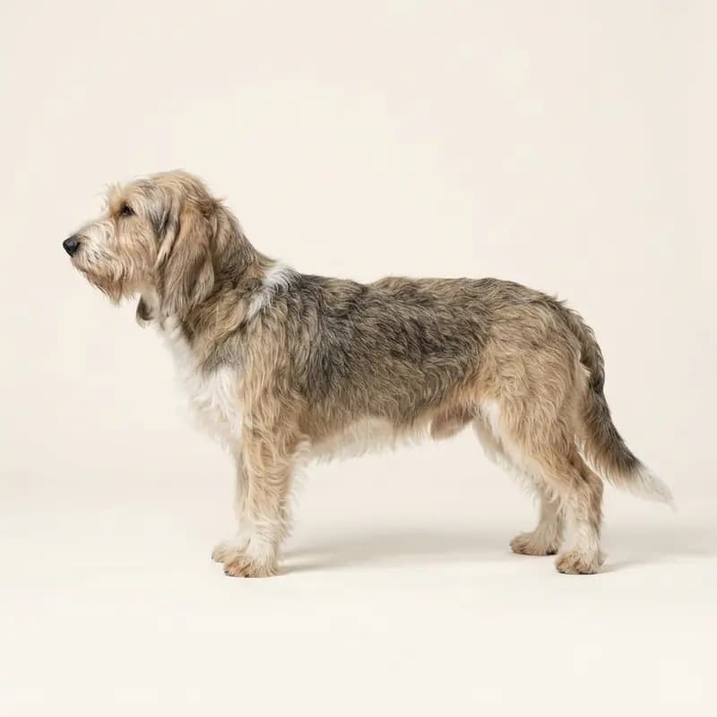 Orta uzunlukta tüy tüy tipine sahip Büyük Basset Griffon Vendeen
